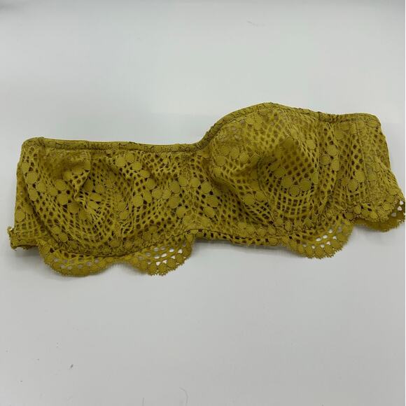 Victoria’s Secret Bralette Medium Green Lace Strapless Bandeau Cropped Top boho - Picture 5 of 10